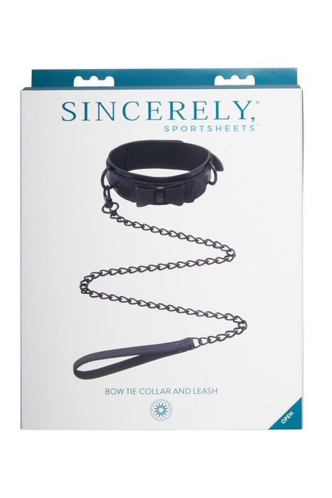 Sportsheets Sincerely Bow Tie Faux Leather Collar and Lead