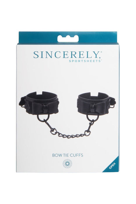 Sportsheets Sincerely Bow Tie Faux Leather Wrist Cuffs