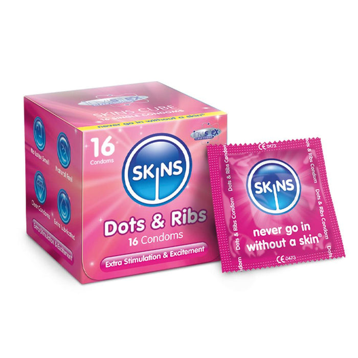 Skins Condoms Dots & Ribs Cube 16 Pack