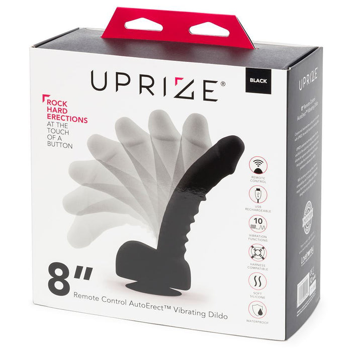 Uprize Remote Control Rising 8 Inch Vibrating Realistic Dildo Black Vibrator