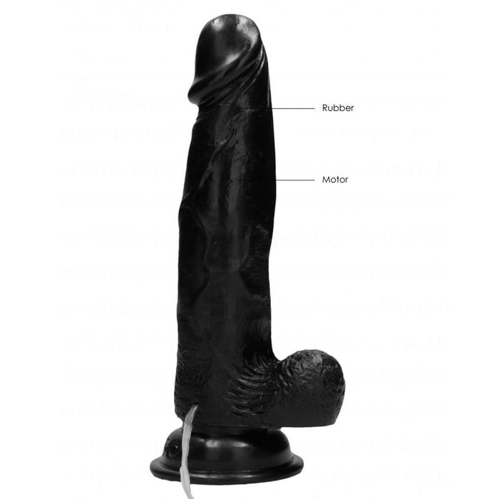 Real Rock - Vibrating Cock & Balls 8 inches - Black Vibrator