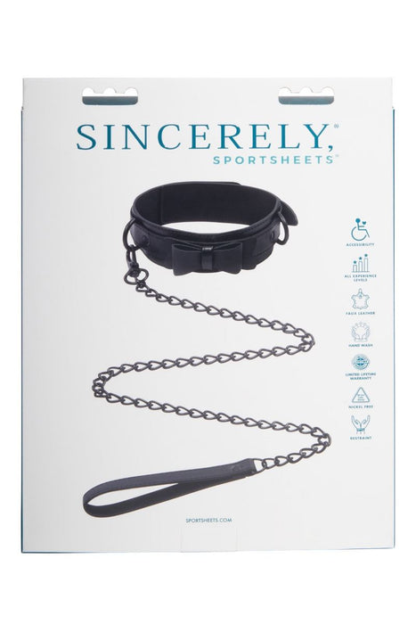 Sportsheets Sincerely Bow Tie Faux Leather Collar and Lead