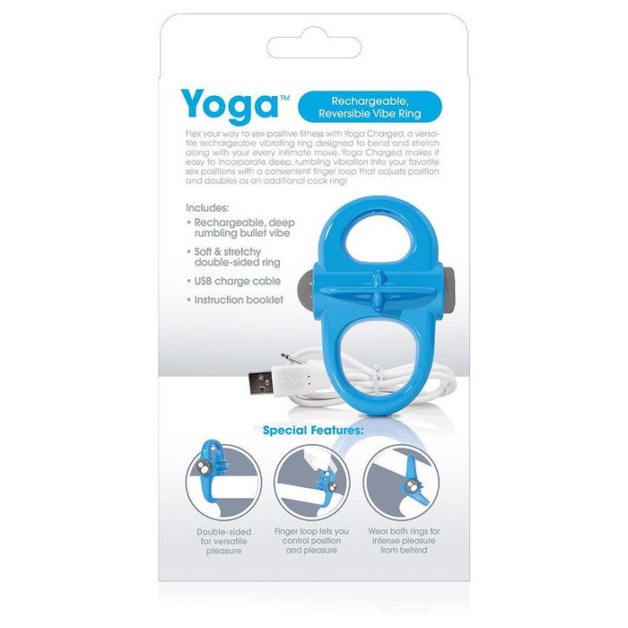 Screaming O Charged Yoga Vibrating Cock Ring - Blue