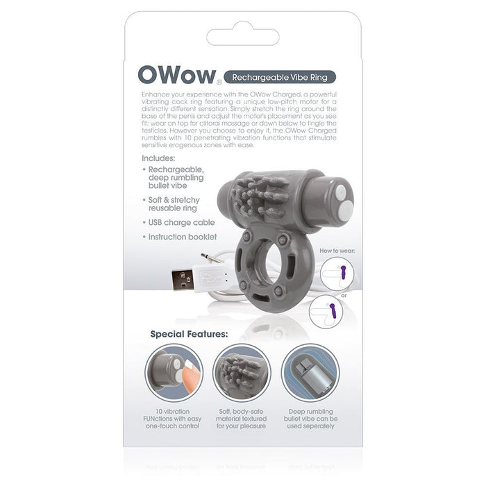 Screaming O Charged OWow Vibrating Cock Ring - Grey