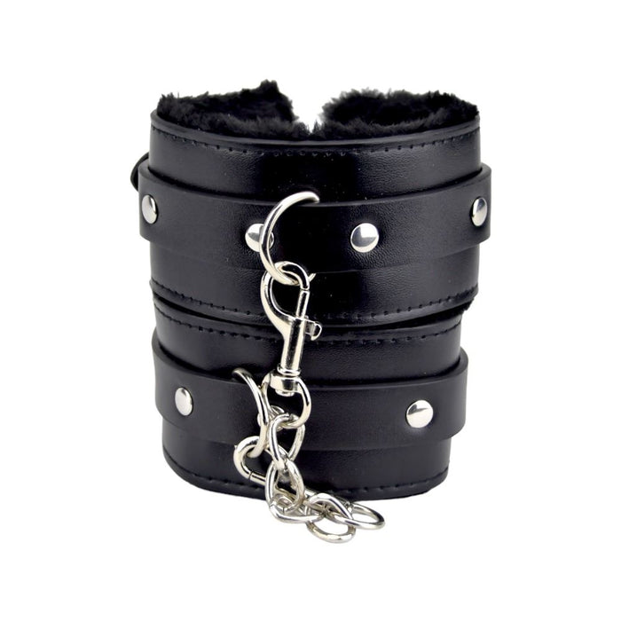 Bound to Please Furry Plush Wrist Cuffs Black