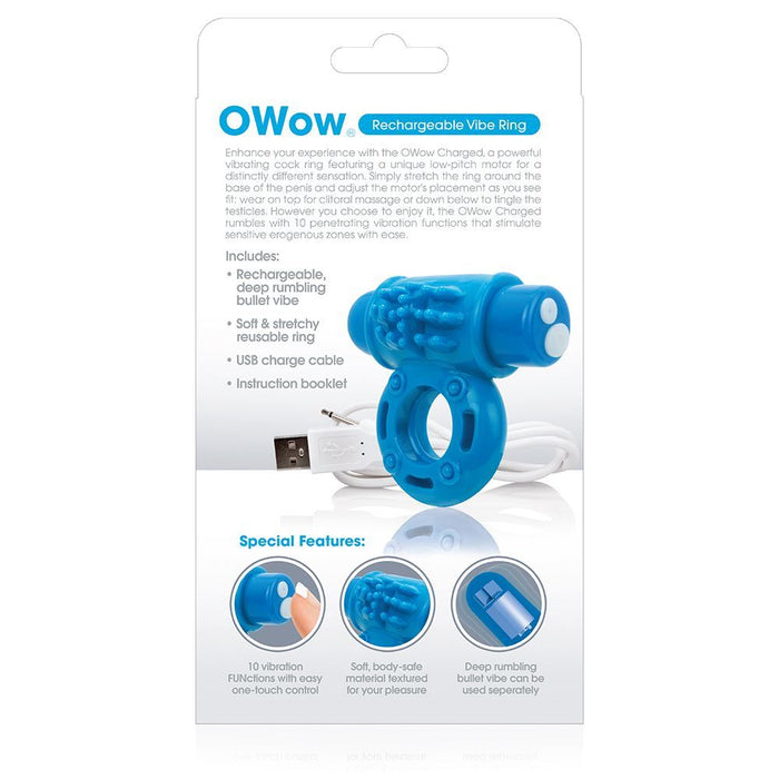 Screaming O Charged OWow Vibrating Cock Ring - Blue